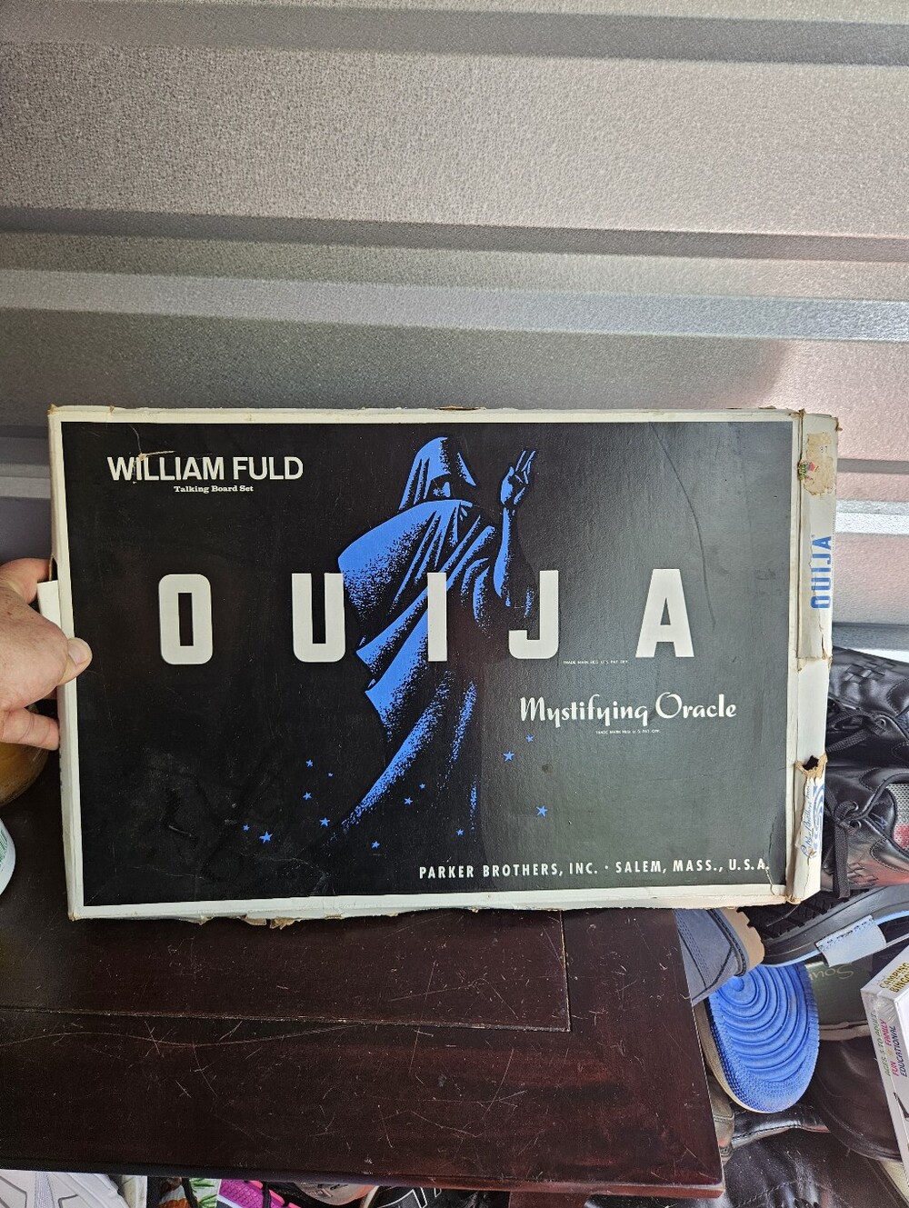 OUIJA BOARD WILLIAM FULD w PLANCHETTE & BOX MYSTIFYING ORACLE GAME 1960s Vintage